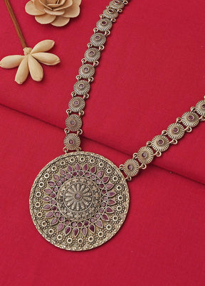 Handcrafted Brass Necklace in Silver tone - Indian Silk House Agencies