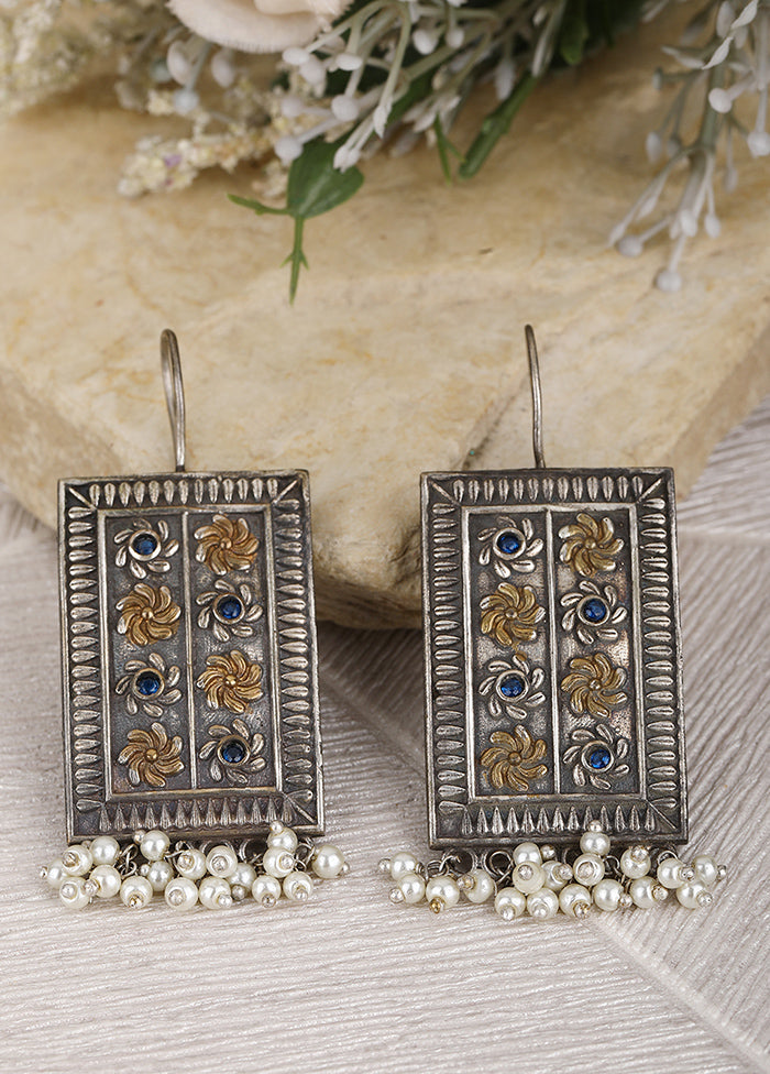 Blue Handcrafted Brass Earrings - Indian Silk House Agencies