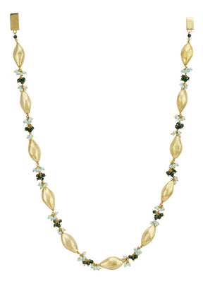 Leaf Shapes Golden Beads Necklace - Indian Silk House Agencies