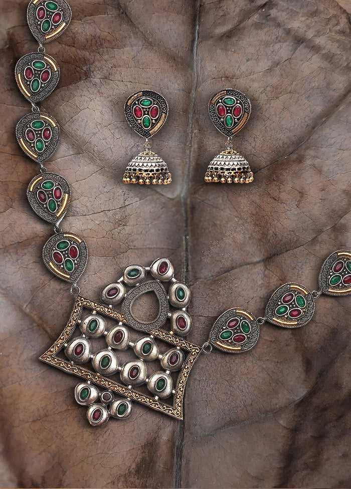 Handcrafted Brass Set of Necklace and Jhumka - Indian Silk House Agencies