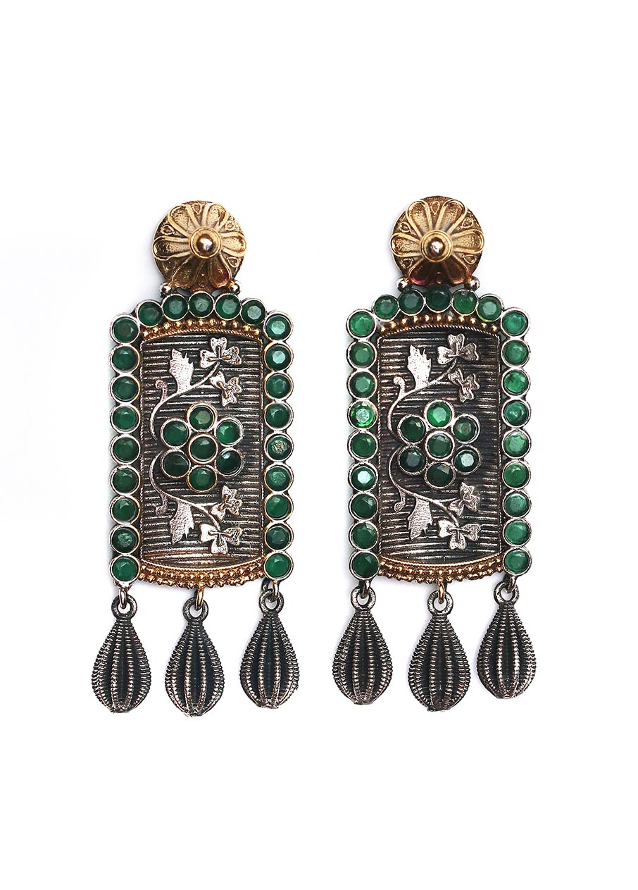 Drop Pattern Dual Tone Earrings - Indian Silk House Agencies