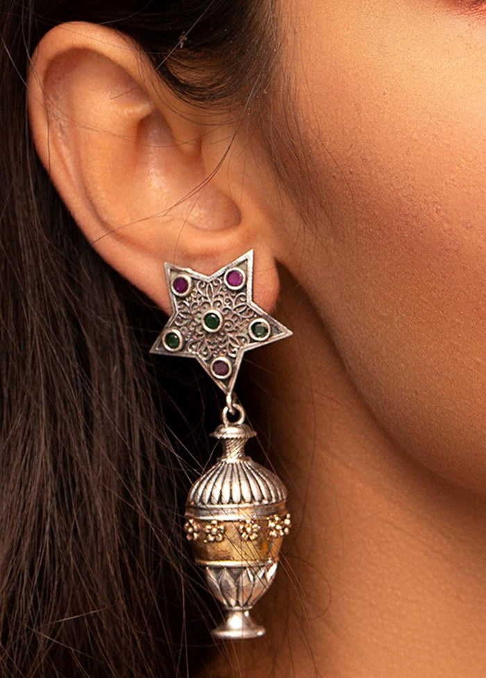 Dual Tone Handcrafted Brass Earrings - Indian Silk House Agencies