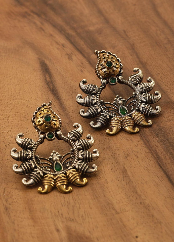 Dual Tone Handcrafted Brass Earrings - Indian Silk House Agencies