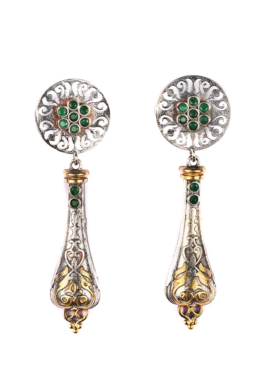 Dual Tone Handcrafted Brass Earrings - Indian Silk House Agencies