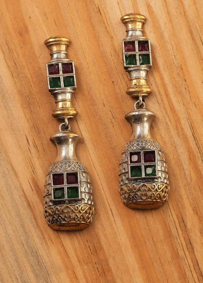 Dual Tone Handcrafted Brass Earrings - Indian Silk House Agencies