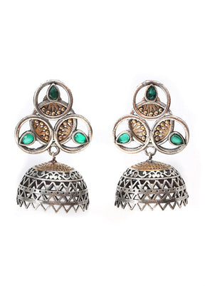 Dual Tone Handcrafted Brass Jhumka - Indian Silk House Agencies