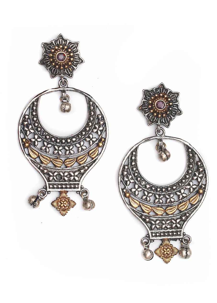 Dual Tone Handcrafted Brass Earrings - Indian Silk House Agencies