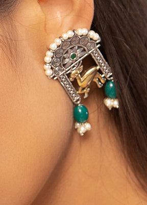 Dual Tone Handcrafted Brass Earrings - Indian Silk House Agencies