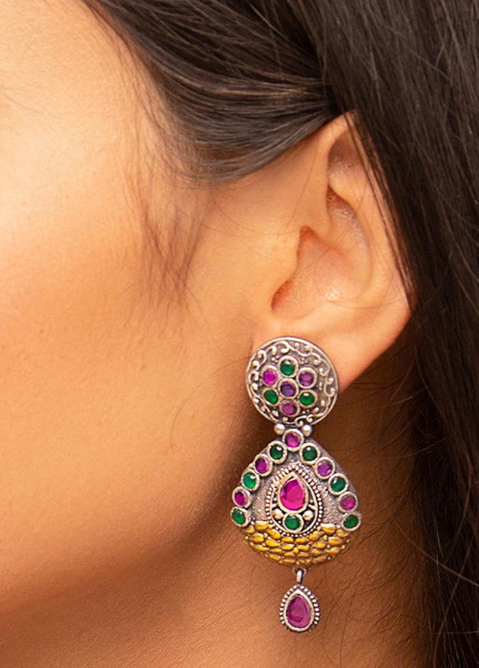 Dual Tone Handcrafted Brass Earrings - Indian Silk House Agencies