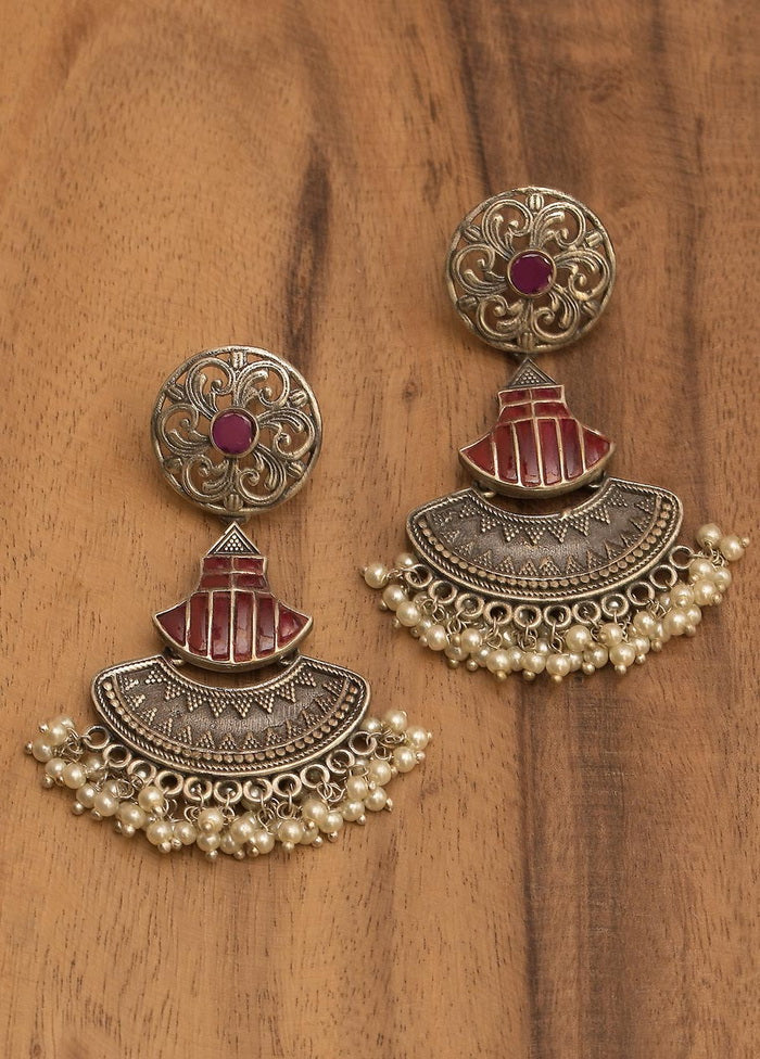 Handcrafted Brass Jhumka in Silver tone - Indian Silk House Agencies