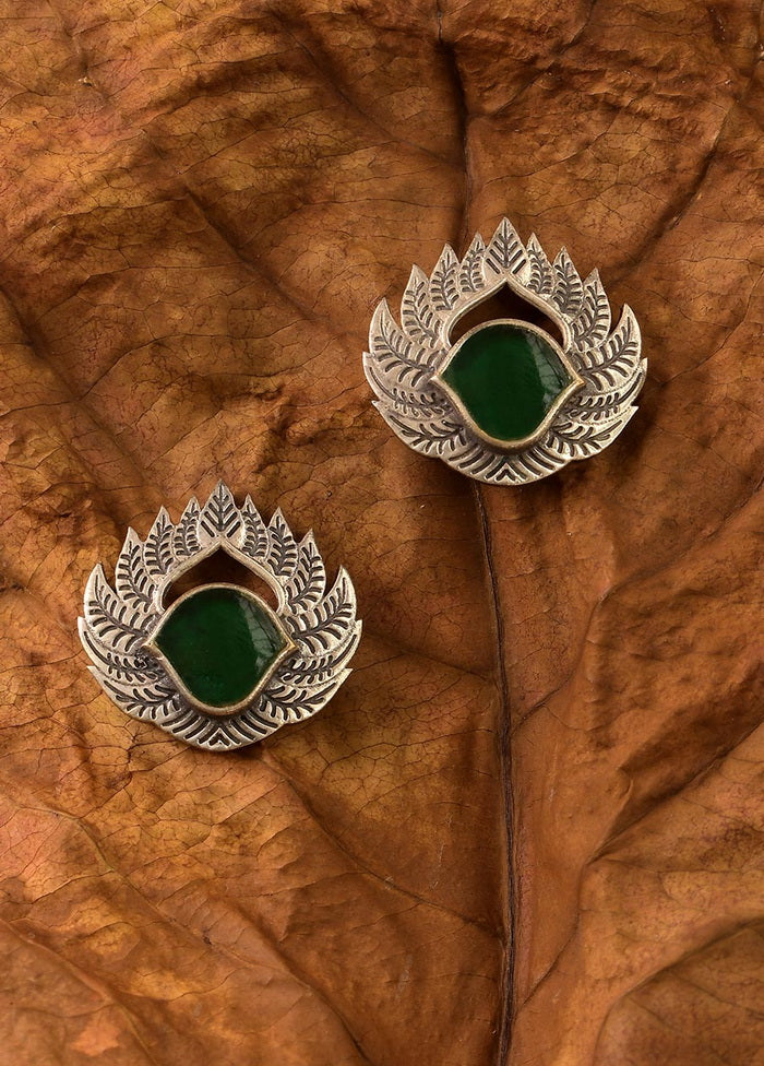 Handcrafted Brass Earrings In Silver Tone - Indian Silk House Agencies