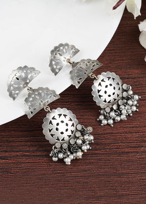 A Stunning Earrings In The Silver Tone Finish With Intricate Handcrafted Detailing - Indian Silk House Agencies