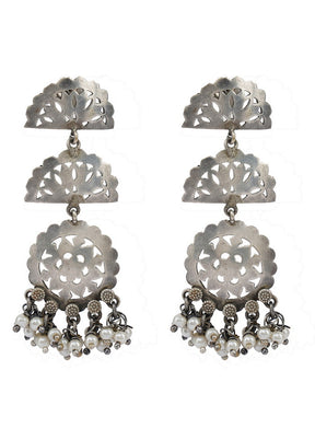 A Stunning Earrings In The Silver Tone Finish With Intricate Handcrafted Detailing - Indian Silk House Agencies