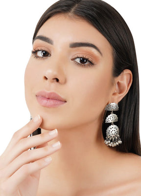 A Stunning Earrings In The Silver Tone Finish With Intricate Handcrafted Detailing - Indian Silk House Agencies