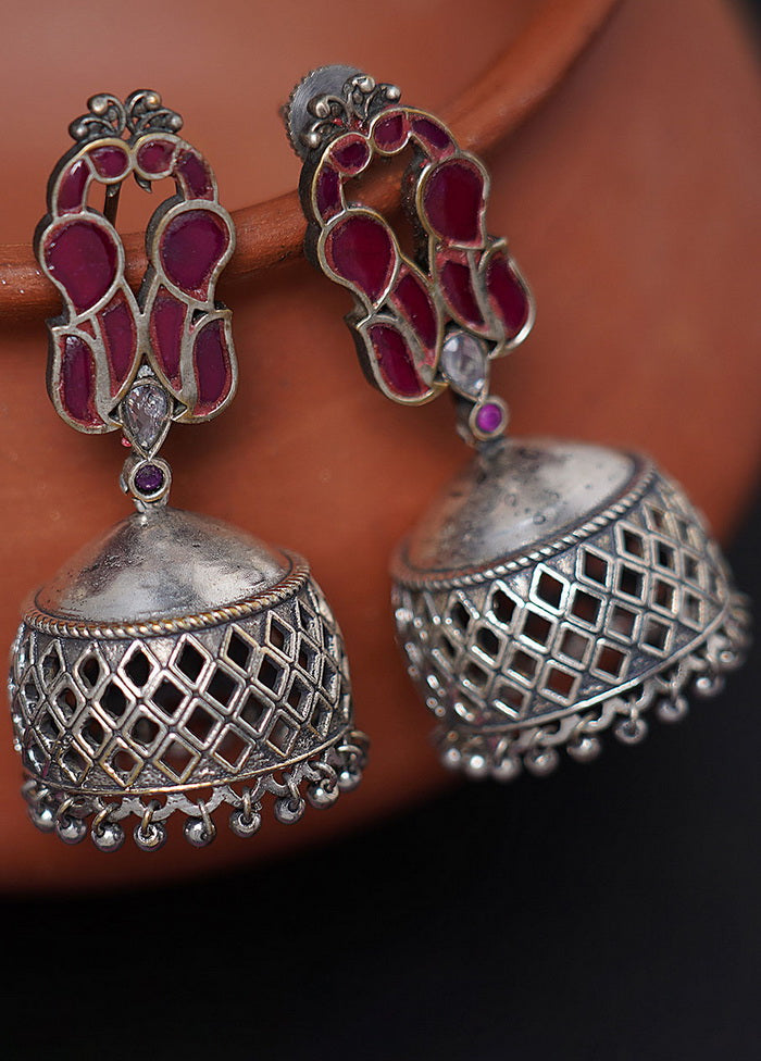 Handcrafted Silver Tone Brass Jhumka - Indian Silk House Agencies