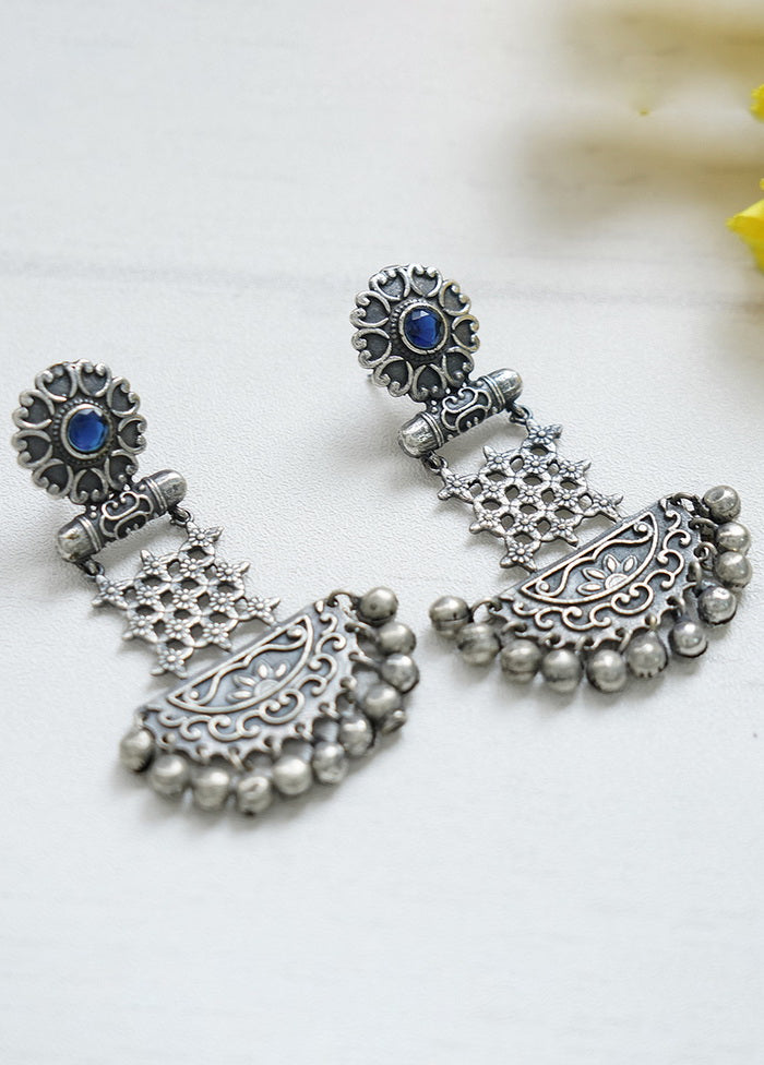 Silver Tone Ghungroo Pattern Brass Earrings - Indian Silk House Agencies