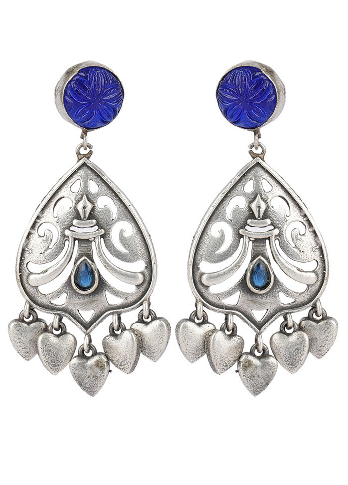 Leaf Style Silver Tone Brass Earrings - Indian Silk House Agencies