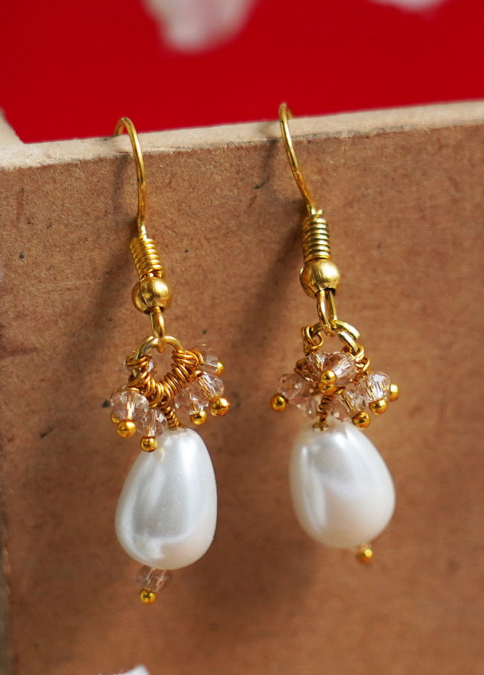 Handcrafted Whitematte Gold Brass Earrings - Indian Silk House Agencies