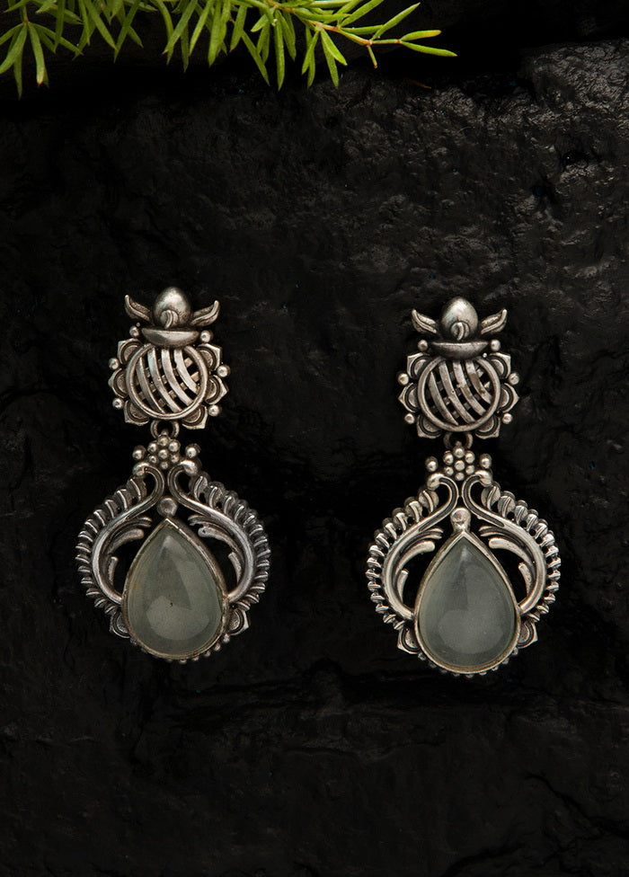 Handcrafted Silver Tone Brass Earrings - Indian Silk House Agencies