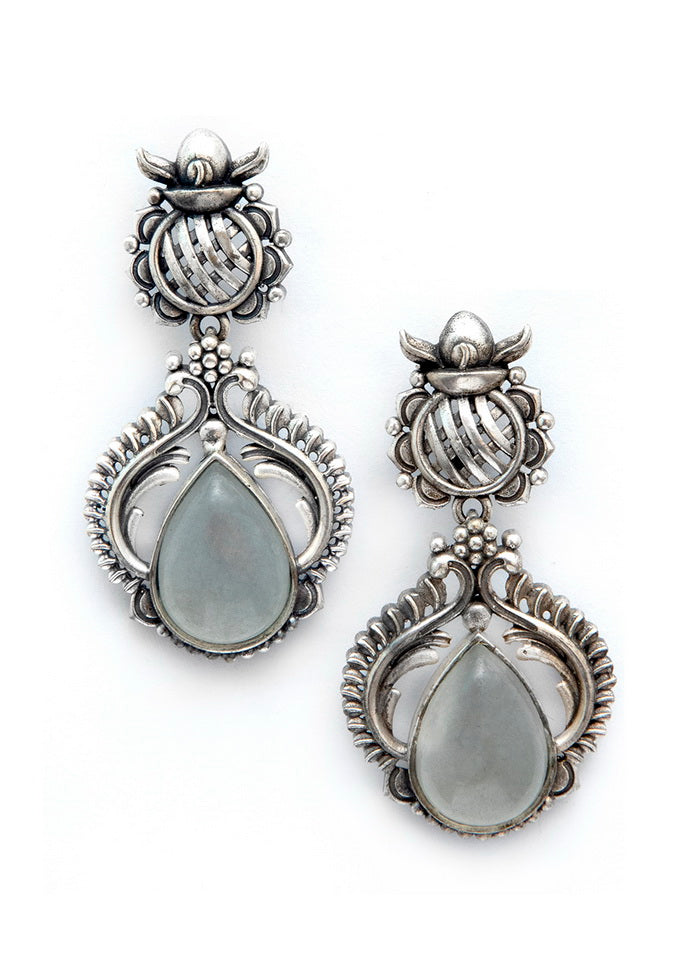 Handcrafted Silver Tone Brass Earrings - Indian Silk House Agencies