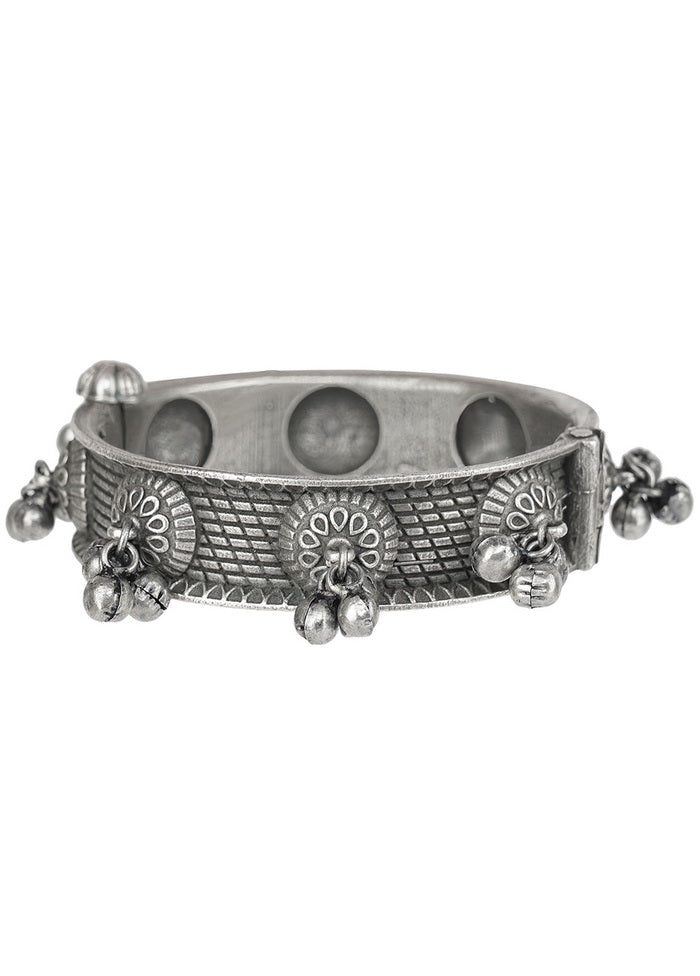 Ghungroo Pattern Silver Tone Brass Bangle - Indian Silk House Agencies