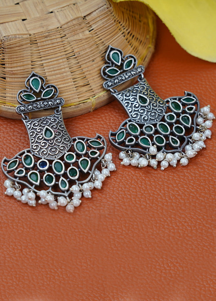 Handcrafted Silver Tone Brass Earrings - Indian Silk House Agencies