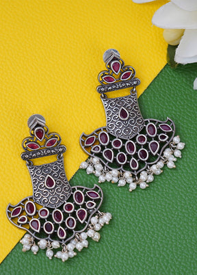 Handcrafted Silver Tone Brass Earrings - Indian Silk House Agencies