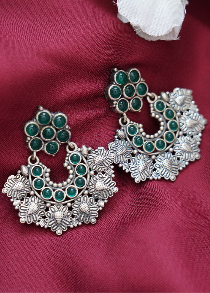 Silver Tone Brass Earrings - Indian Silk House Agencies