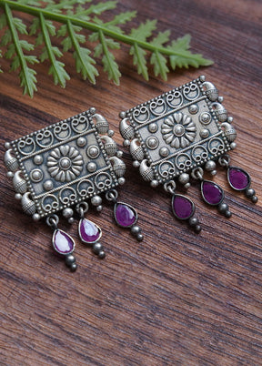 Silver Tone Brass Earrings - Indian Silk House Agencies