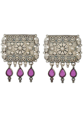 Silver Tone Brass Earrings - Indian Silk House Agencies