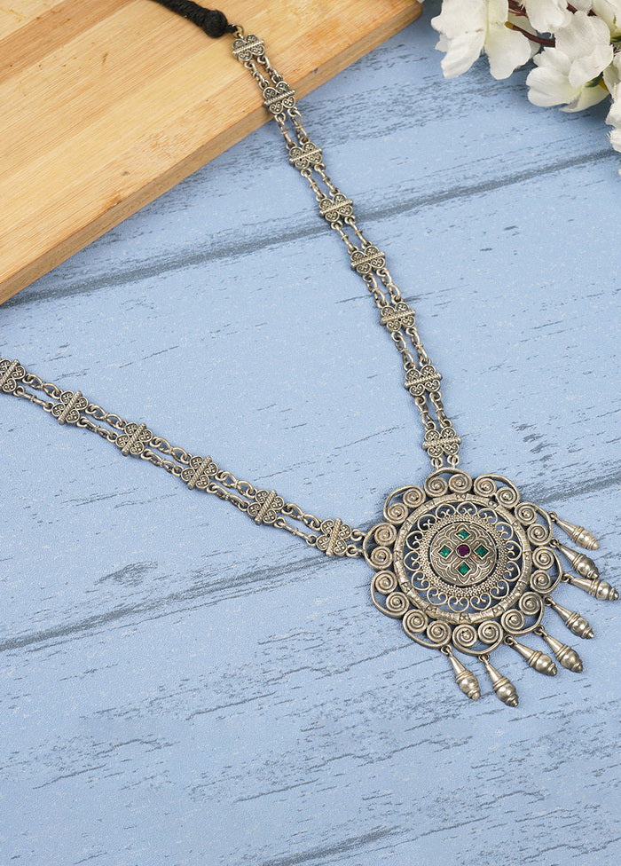 Silver Tone Brass Necklace - Indian Silk House Agencies