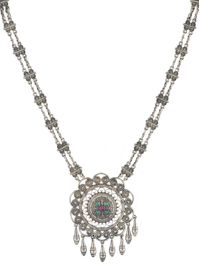 Silver Tone Brass Necklace - Indian Silk House Agencies