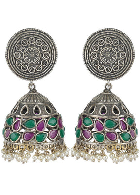 Dual Tone Brass Jhumka - Indian Silk House Agencies