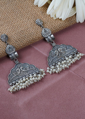 Silver Tone Brass Earrings - Indian Silk House Agencies