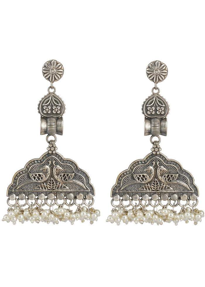 Silver Tone Brass Earrings - Indian Silk House Agencies