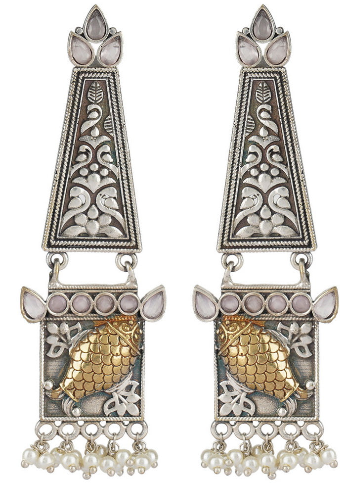 Dual Tone Brass Earrings - Indian Silk House Agencies