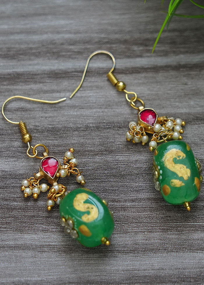 Matte Gold Brass Earrings - Indian Silk House Agencies