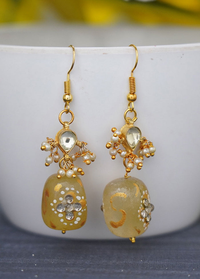 Matte Gold Brass Earrings - Indian Silk House Agencies