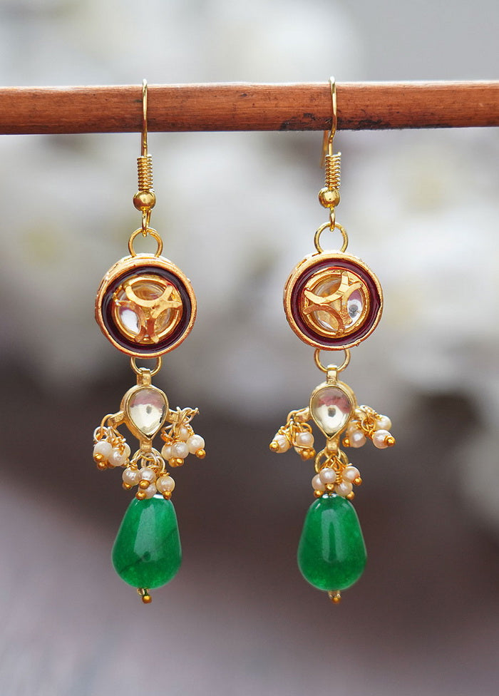 Matte Gold Brass Earrings - Indian Silk House Agencies