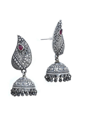 Silver Tone Brass Set Of Necklace and Earrings - Indian Silk House Agencies