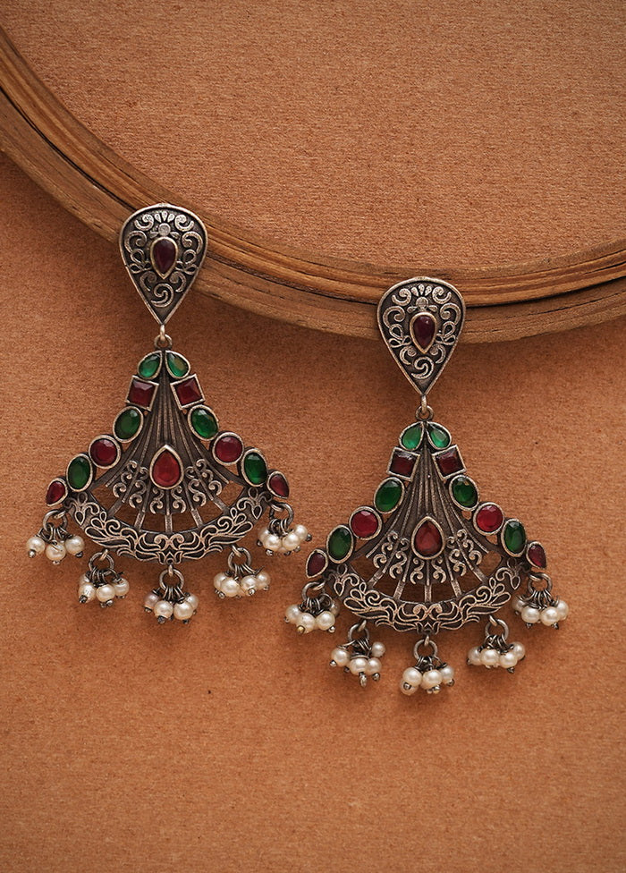 Silver Tone Brass Earrings - Indian Silk House Agencies