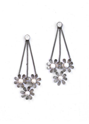 Silver Tone Brass Earrings - Indian Silk House Agencies