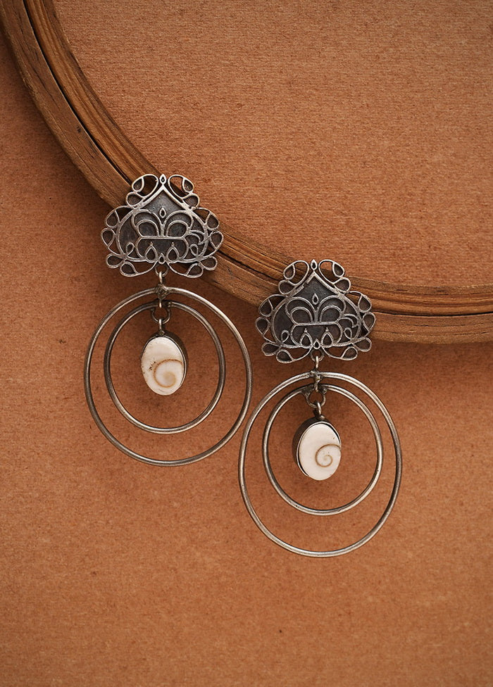 Silver Tone Brass Earrings - Indian Silk House Agencies