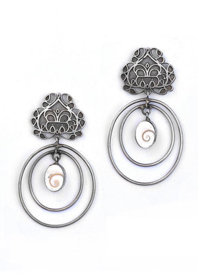 Silver Tone Brass Earrings - Indian Silk House Agencies