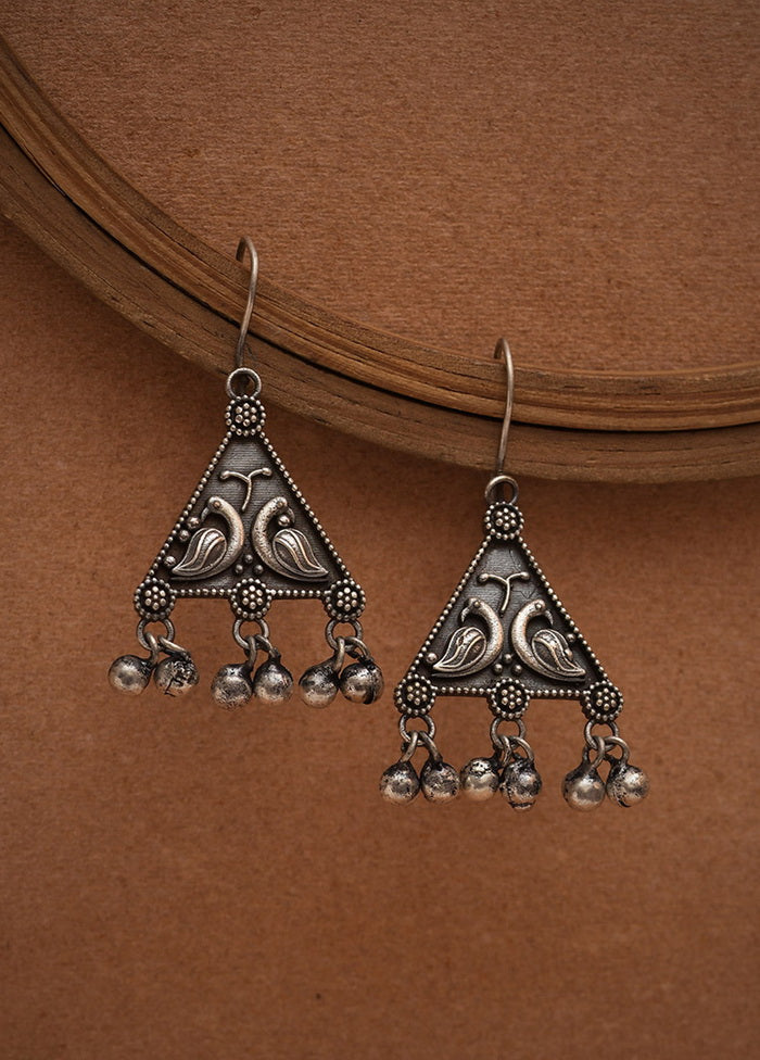 Silver Tone Brass Earrings - Indian Silk House Agencies