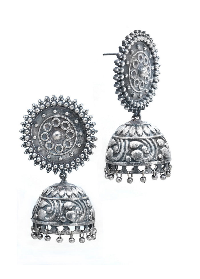 Silver Tone Brass Earrings - Indian Silk House Agencies