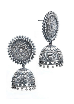 Silver Tone Brass Earrings - Indian Silk House Agencies