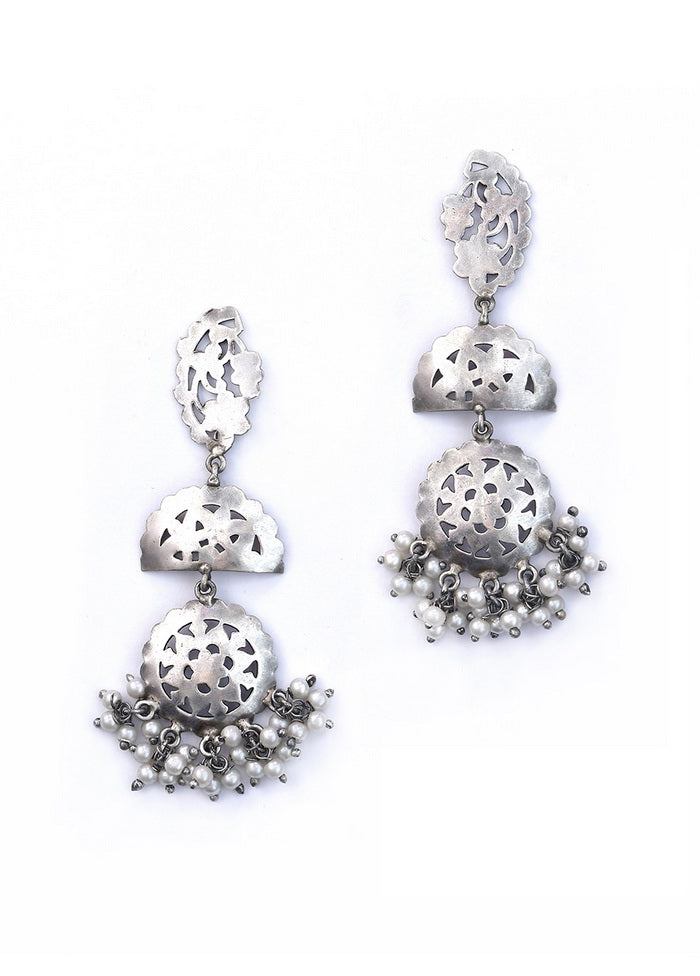 Silver Tone Brass Earrings - Indian Silk House Agencies