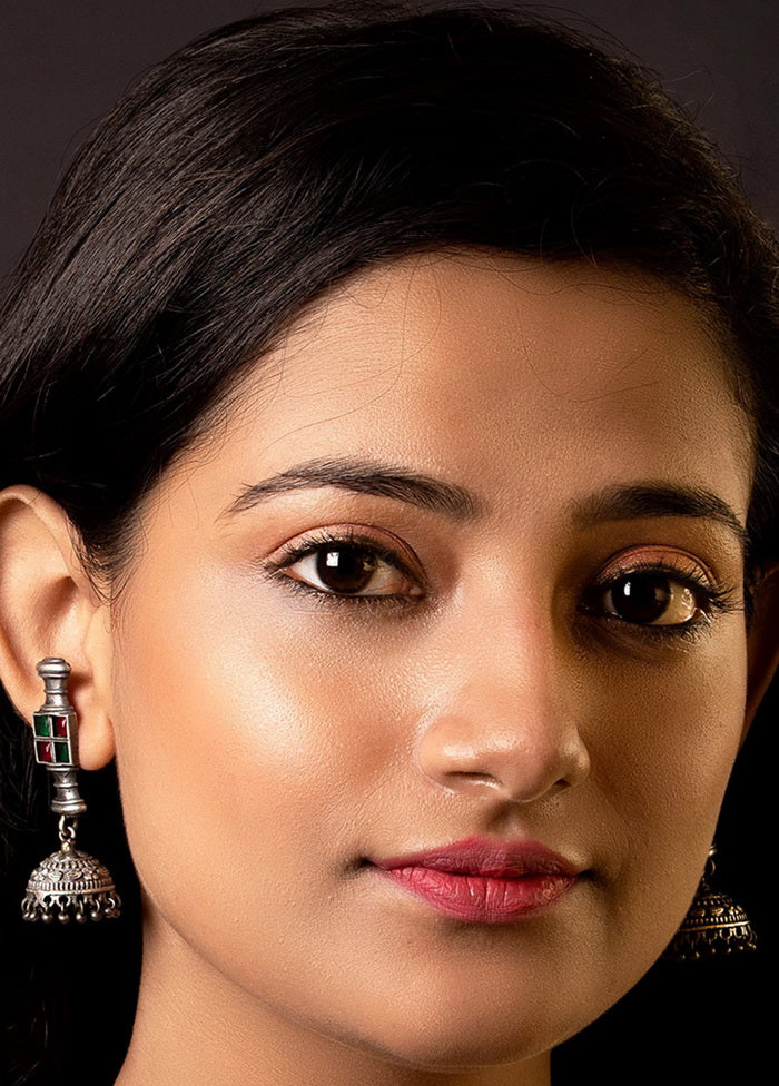 Silver Tone Brass Earrings - Indian Silk House Agencies