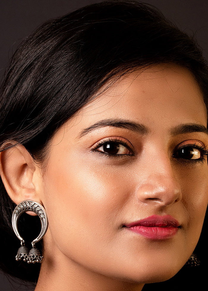 Silver Tone Brass Earrings - Indian Silk House Agencies